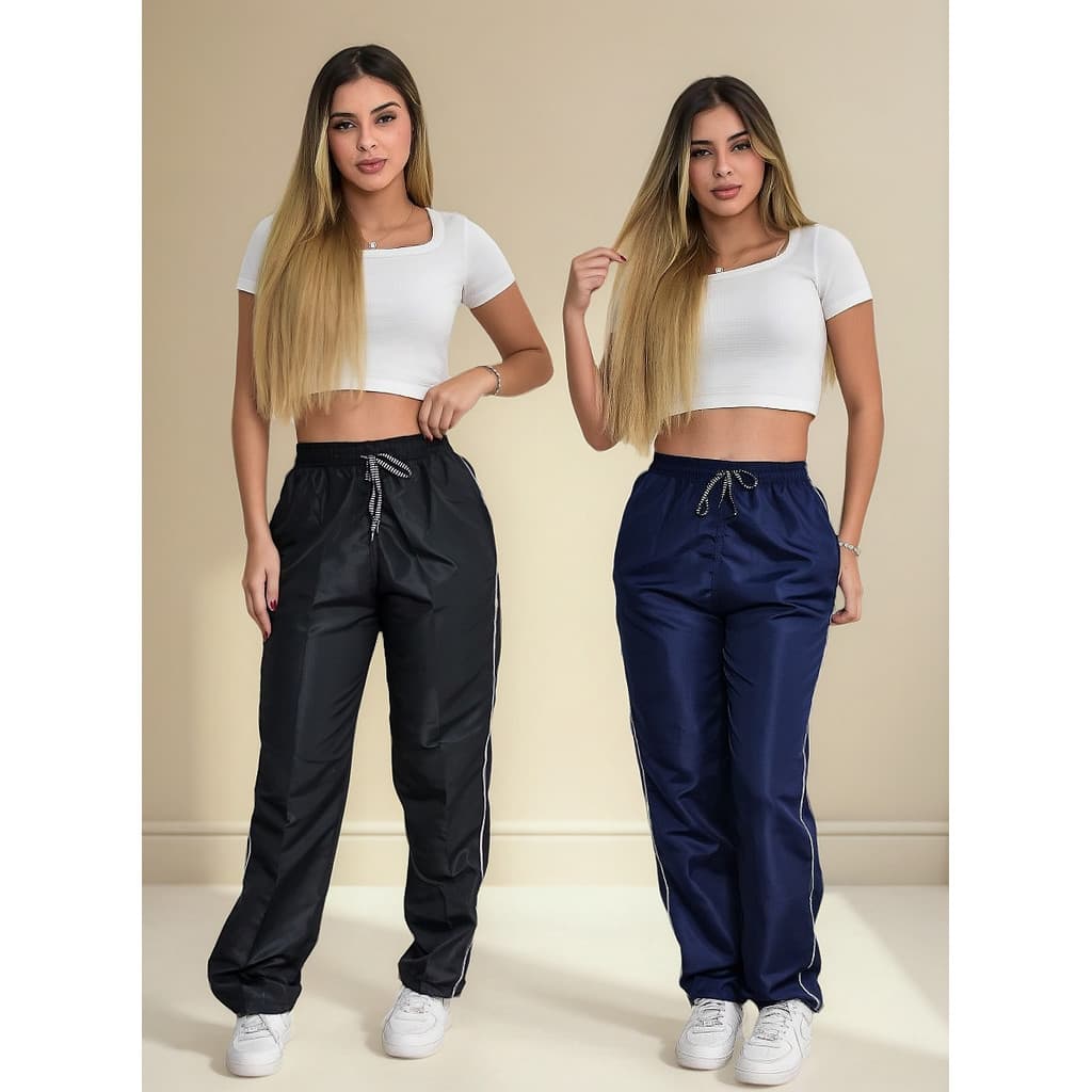 Combo 2 Calças Tactel Feminina Academia Street Modal 3 Bolsos