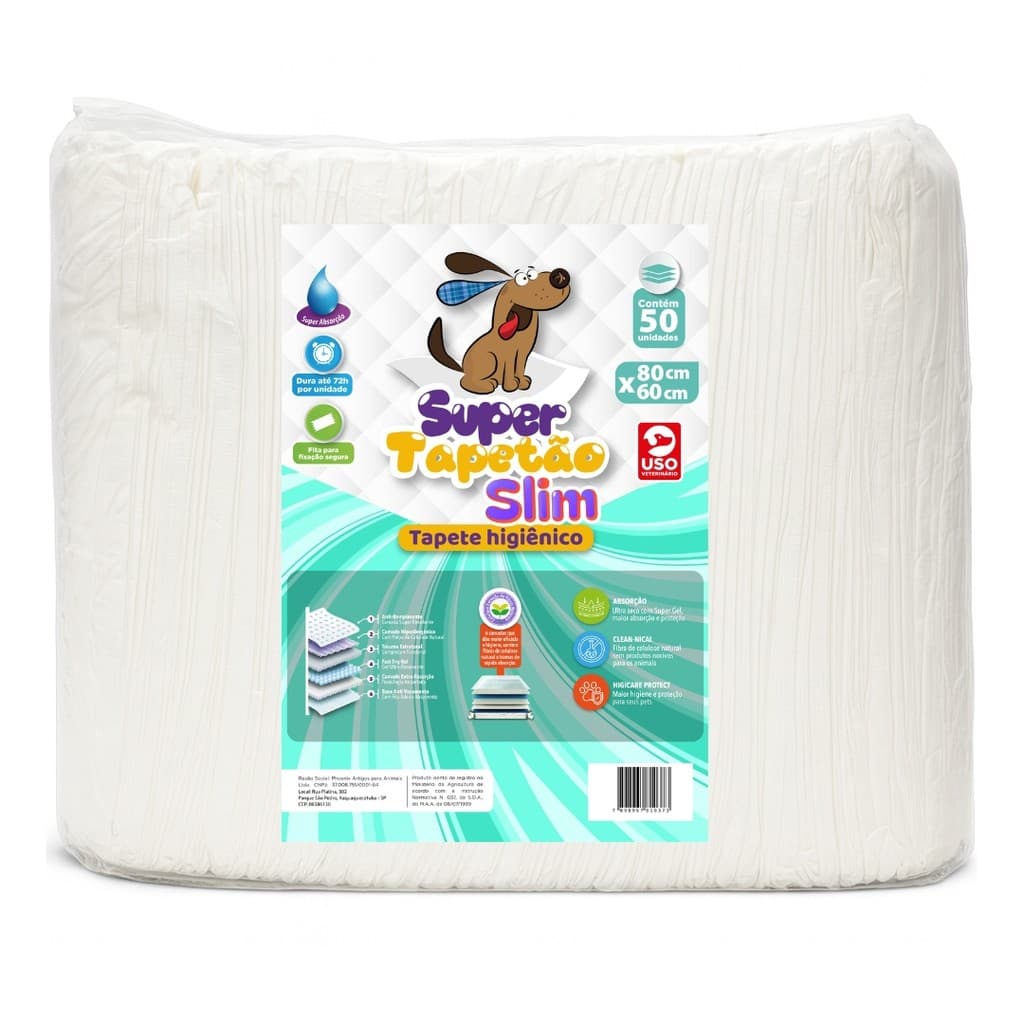 Tapete Higiênico Cachorro Cães Pet Super Tapetão Slim 80x60 - 50 Un.