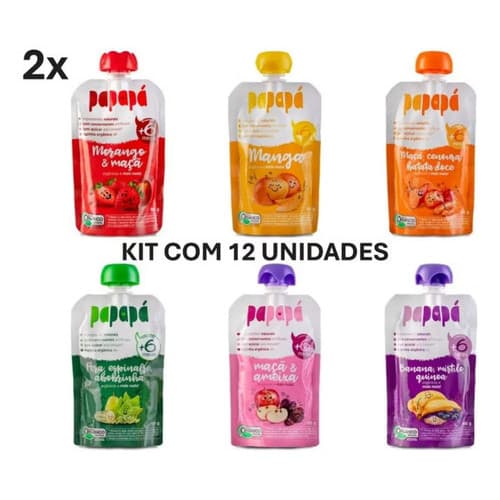 Kit Papinhas De Bebe Frutas 12 Papinhas Orgânica Papapa