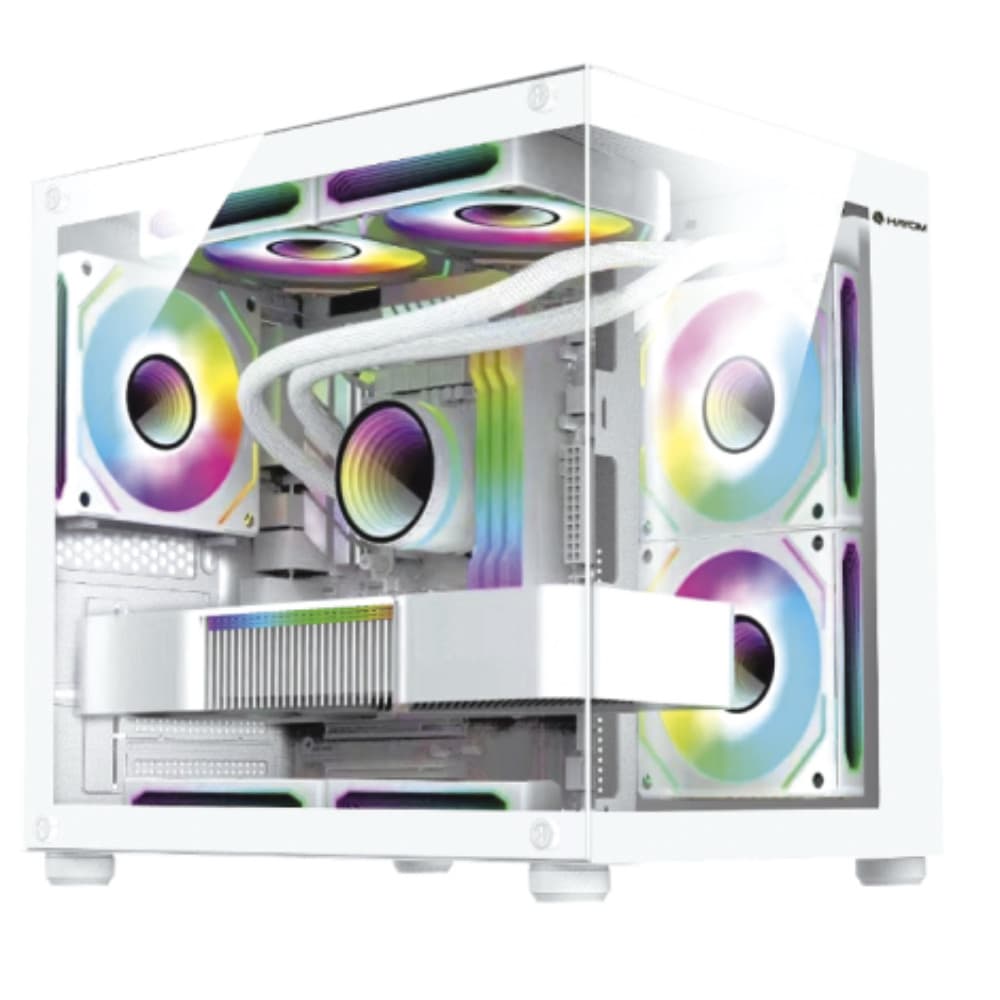 Gabinete Gamer Hayom Gb1797 Com 4 Fans Rgb Com Vidro Branco