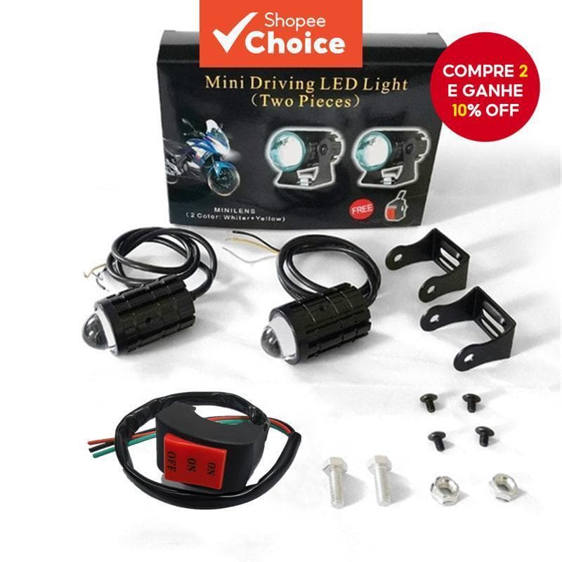 Farol LED H4 Para Motocicleta Com Interruptor-MDL Mini Projetor De Luz De Condução Lente Olho De Peixe Lâmpada De Neblin