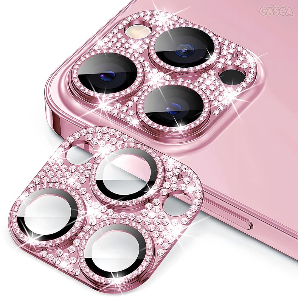 Proteção de Câmera Metal Película Câmera Glitter Rhinestone Para iPhone 16 15 14 13 12 11 Pro Plus Max Mini M004-01
