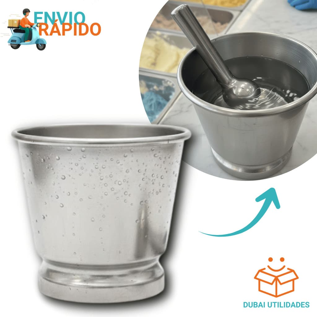 Balde Para Concha Colher Sorvete Alumínio 13x13x10 Cm Resistente