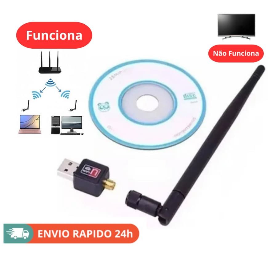 Adaptador Wifi Usb 2.0 802.11n Com Antena Sem Fio