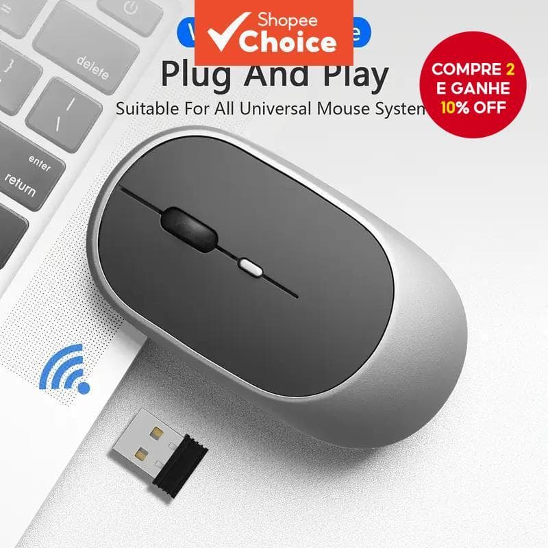 Mouse Sem Fio Recarregável Bluetooth 5.0 Clique Silencioso Para PC Laptop Macbook-Presente De Feriado