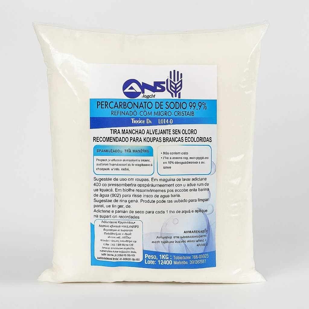 Percarbonato de Sódio Tira Manchas 1KG Clareador de Roupas Brancas e Coloridas Tira Manchas