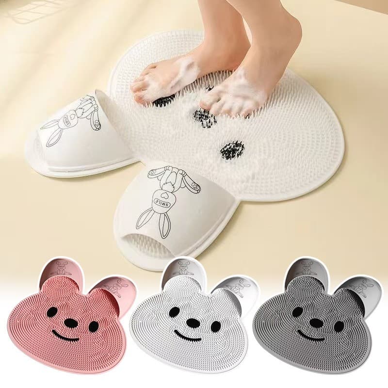 Tapete De Banheiro Coelho Silicone Massagem Pé Antiderrapante Lavagem Artefato