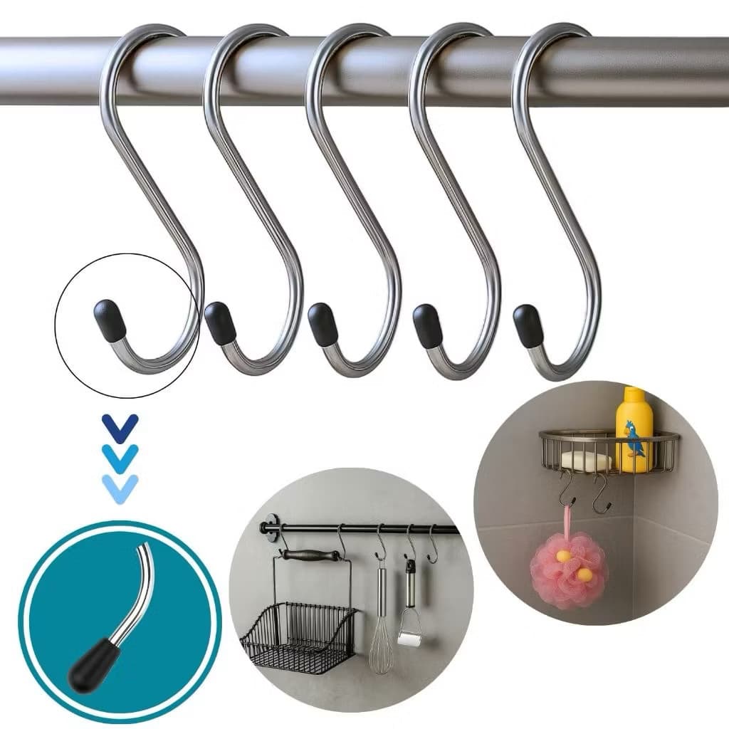 Kit 5/10/15 Gancho S Aço Inoxidável com Proteção de Borracha Organizador Para Cozinha Banheiro Sem Furos