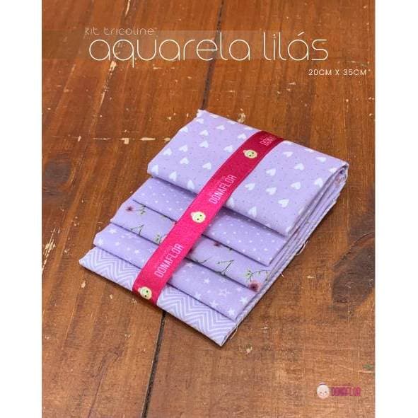 KIT 5TECIDOS AQUARELA  LILÁS 100% ALG  Medida 20x35cm