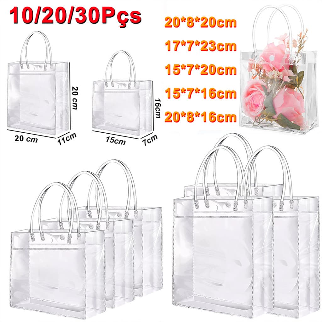 10/20/30 Sacos de Presente de Plástico de PVC Transparente Reutilizável Sacos de Presente de Lembrança