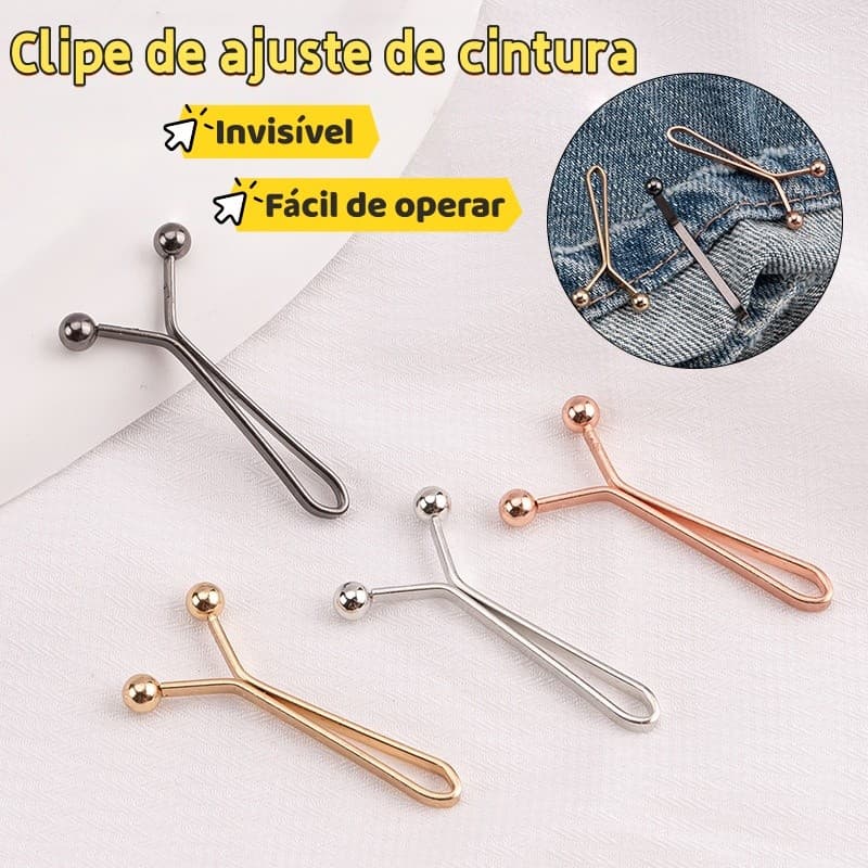 Kit 5/10/15 Clips Ajuste de Cintura Para Calças, Jeans e Bermudas - Dourado/Prateado/Preto Gun