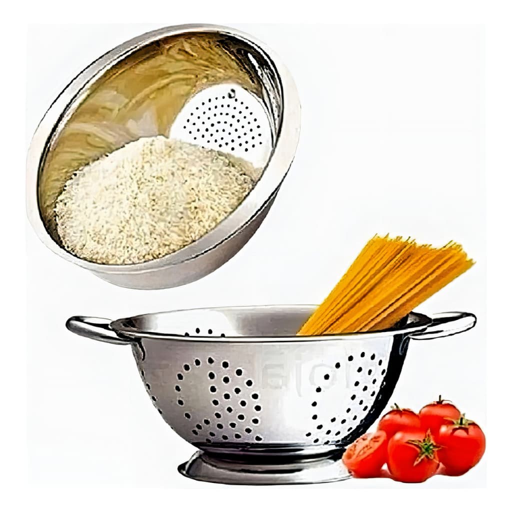 Kit Escorredor de Massas + Arroz Inox Alta Qualidade Cozinha