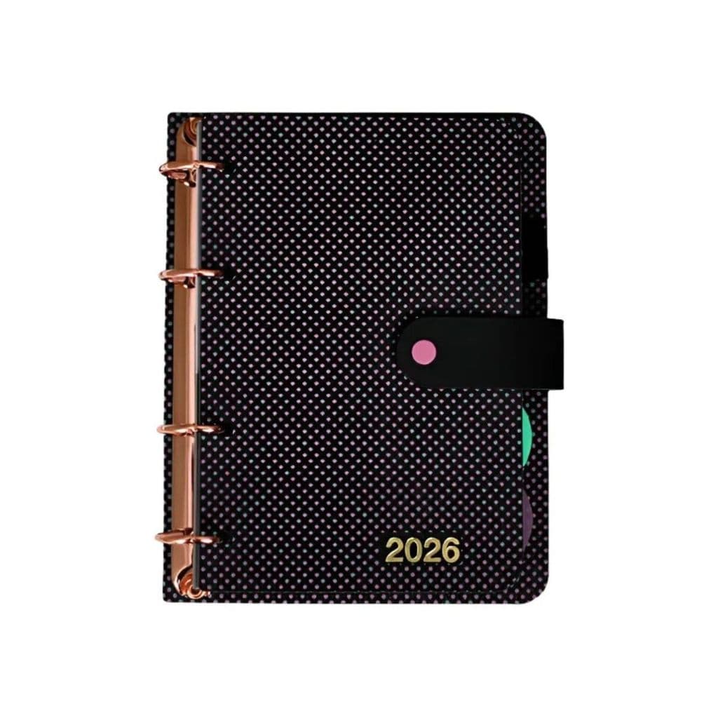 Agenda 2026 Poa Preta Rosa Argolada Rose Gold Confetti