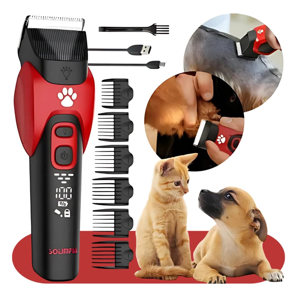 Máquina de Tosar Pelos Pets Profissional Recarregável Sem Fio Bivolt Elétrica Silenciosa Tosa