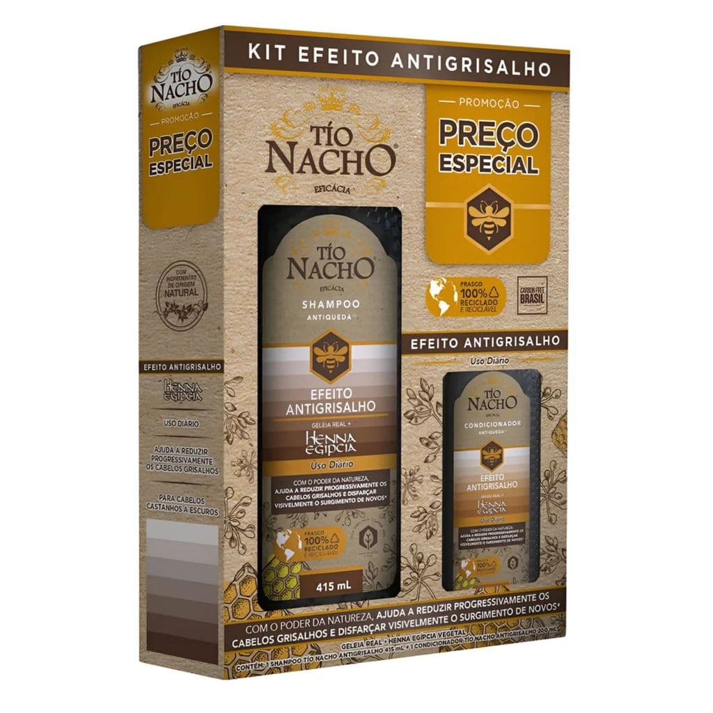 Kit Shampoo 415 + Condicionador 200 Antigrisalho Tio Nacho