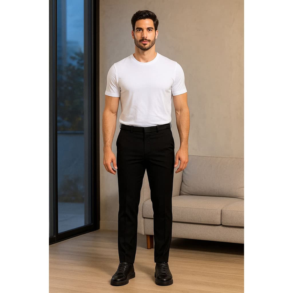 Calça Masculina Alfaiataria  Slim Ajuste Lateral Elastano Conforto Premium