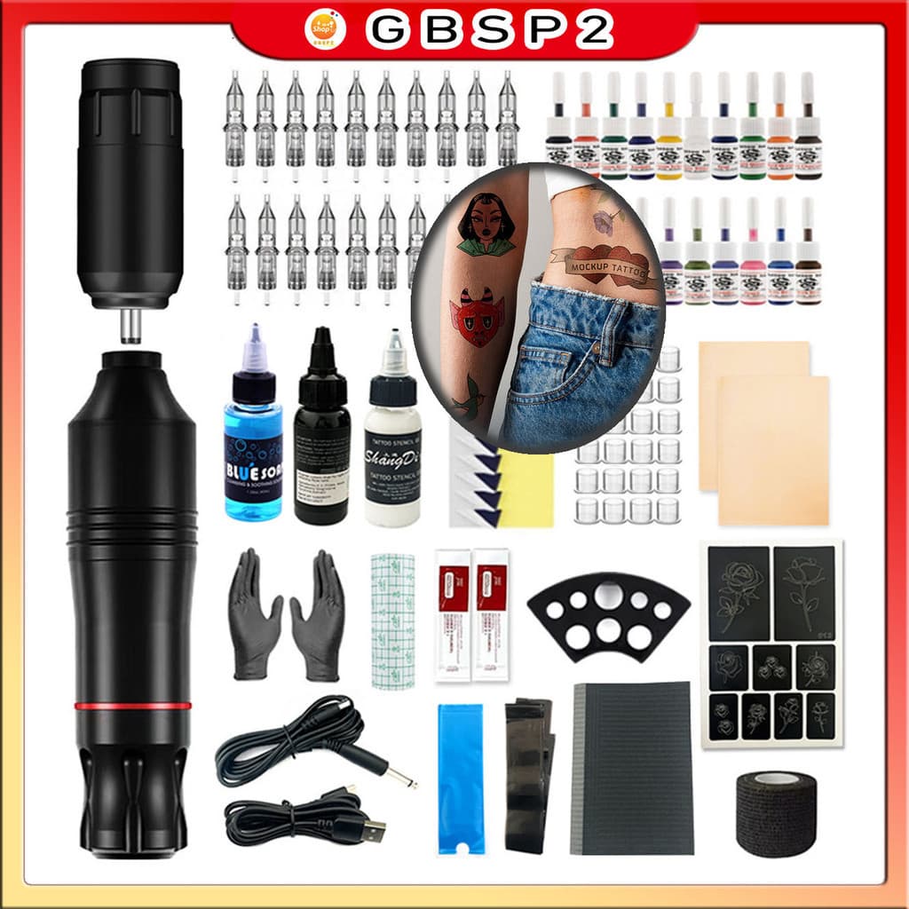 Kit Tatuagem Completo De Caneta De Tatuagem Profissional Sem Fio Profissional Poderosa