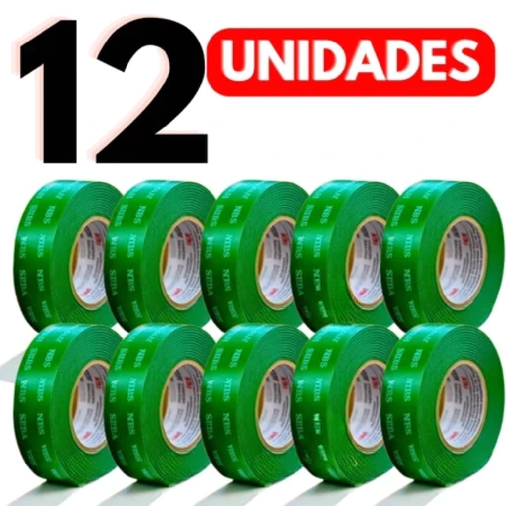 Fita Dupla Face Extra Forte Transparente Rolo 2M Adesiva Acrílica Pvc Ripado Cabeceira Quadros