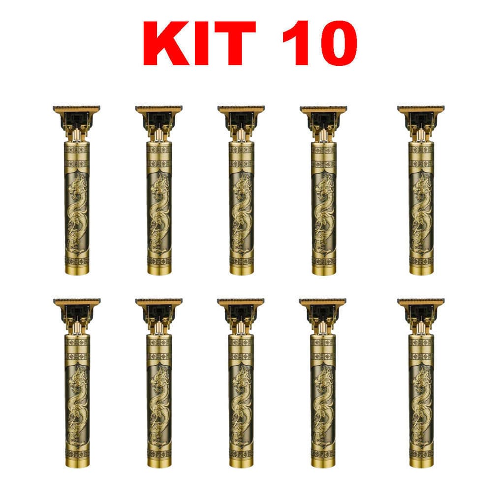 Trimmer Máquina de Acabamento Dragão Dourado sem fio profissional para cabelo e barba masculina Kit 10 anjgg