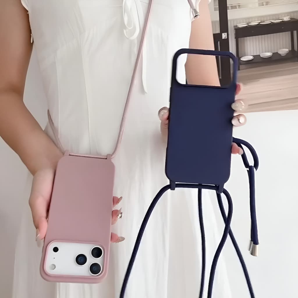 Capinha Case Com Alça Para iPhone 14/15 PLUS/16E 17 17AIR 17PRO 17PROMAX 12PROMAX