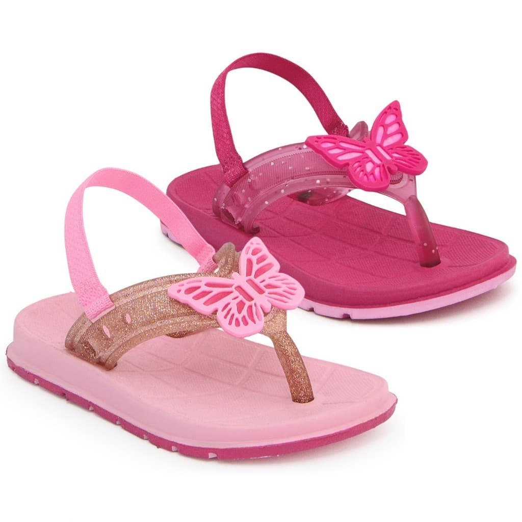 Kit 2 Pares Chinelo Menina Bebê Com Elástico Confortável