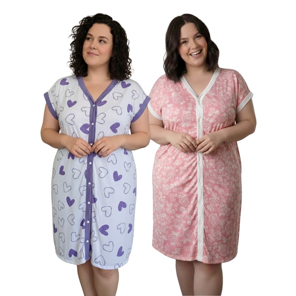 Kit 2 Camisolas Plus Size Aberta de Botão Confortável para Dormir Toque Suave e Modelagem Solta