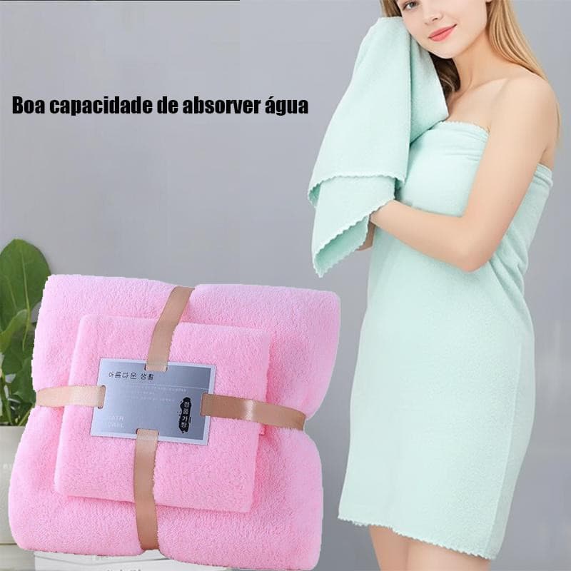 Kit 2 (Toalha De Banho) Conjunto De Toalha De Banho De Velo Coral De Secagem Rápida Banho E Rosto Super Fino