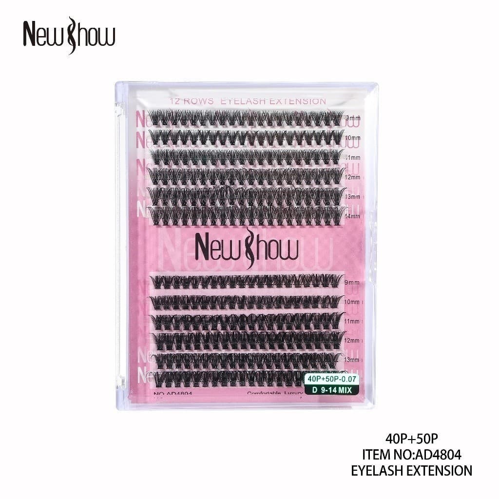 New Show Cílios Postiços Tufo Volume 12P/20P/30P/40P/50P D Curl Mix 9-14mm - Extensão Profissional