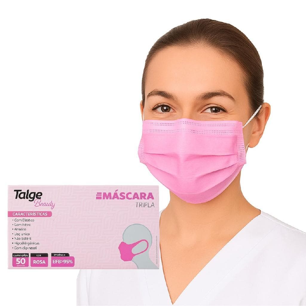 Mascara Tripla Descartável Rosa c/ 50Uni -