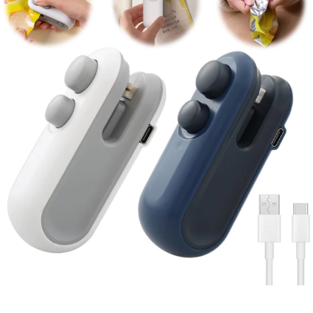 KIT 1/2 Mini Máquina Seladora De Plástico Portátil 2 em 1 Para Selagem De Embalagens