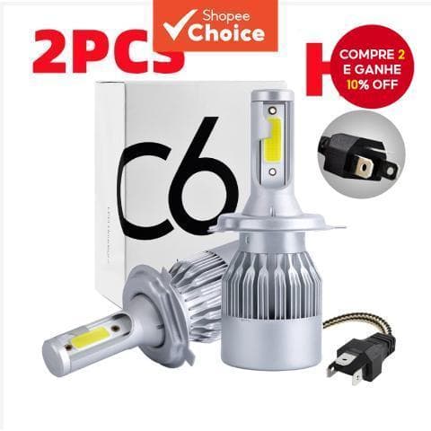 Faróis De LED Para Carro , 2 Peças , C6 , H4 , H7 , H11 , 9005 , 9006 , 7600LM , 36W , Farol De Feixe Alto/Baixo , Lâmpa