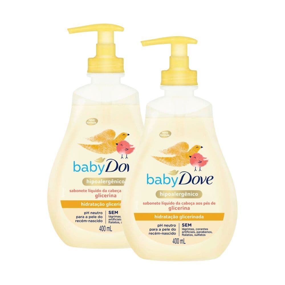 Kit 2 Sabonete Líquido Dove Baby Hidratação Glicerinada da Cabeça aos Pés 400ml
