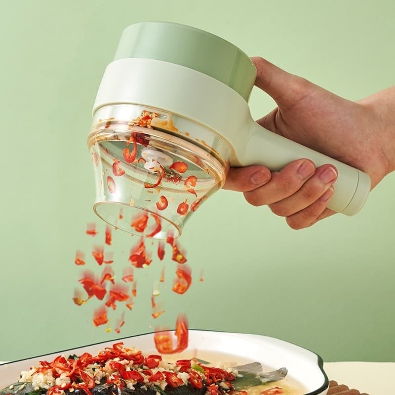Cortador Elétrico De Legumes 4 Em 1 Sem Fio Alho Com Carregamento USB Triturador Durável