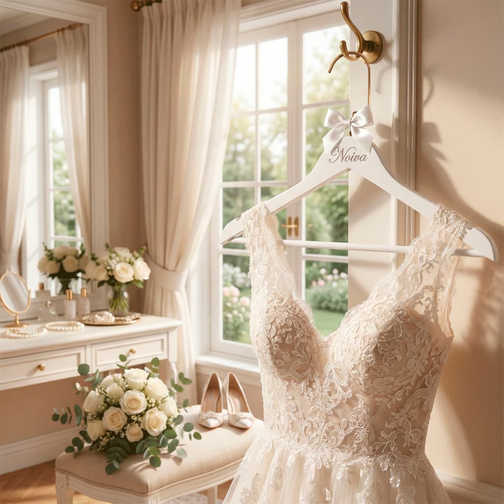 1 Cabide Madeira Branco Com Barra Noiva Making Of Casamento