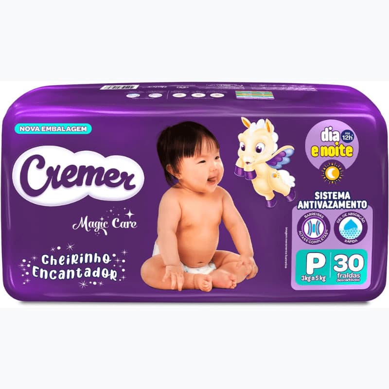 Fralda Cremer Magic Care Jumbo P com 30 unidades