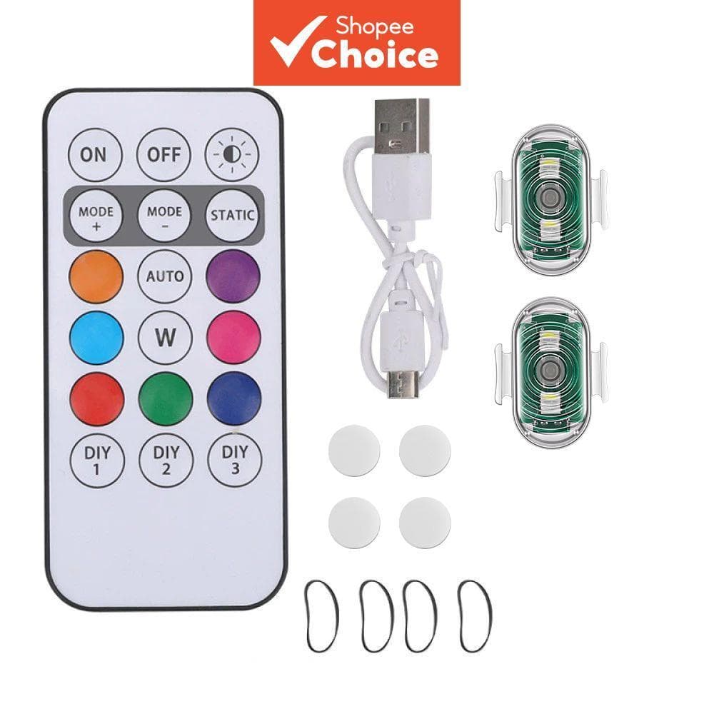  Luz de Advertência para Moto Sem Fio com Strobo RGB de 7 Cores e Luz de Aeronave