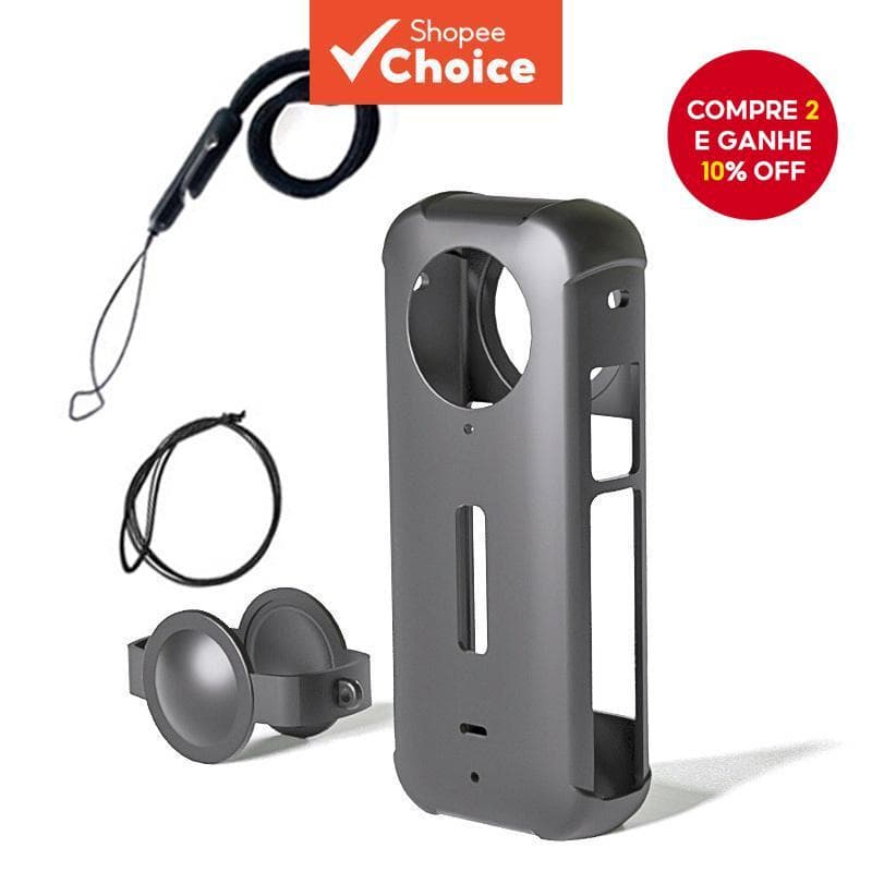 Capa Protetora de Lente de Silicone Macio + Capa do Corpo para Câmera Panorama Insta360 X3 - Acessório para Câmera de