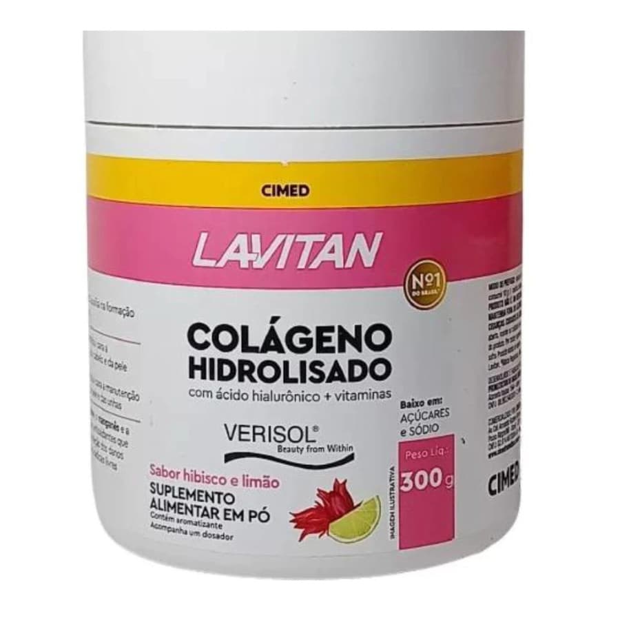 Lavitan Colágeno Hidrolisado Sabor Hibisco E Limão Pote 300g