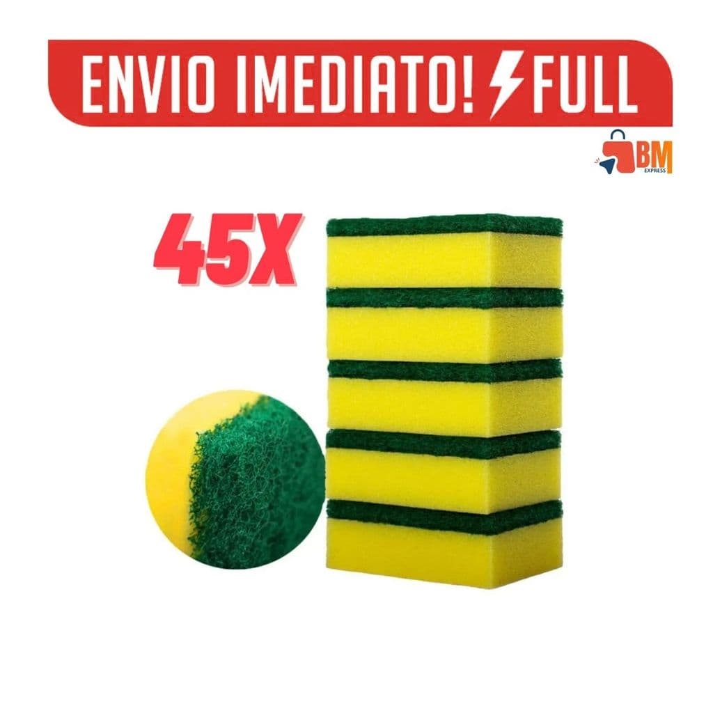 Kit com 45 Esponjas de Louça Esponflora Dupla Face Multiuso - Limpeza Pesada e Suave