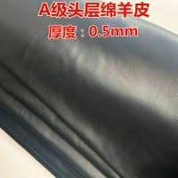 Couro de Pele de Ovelha Ultra-fino 0,5mm Peça Única Feito à Mão DIY Patchwork Roupas Tecido de Couro Genuíno Preto Roupa