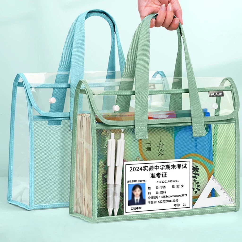 Saco De Arquivo De PVC Transparente , Organizador De Documentos Expansível De Grande Capacidade Para Papel A4 , Pasta De