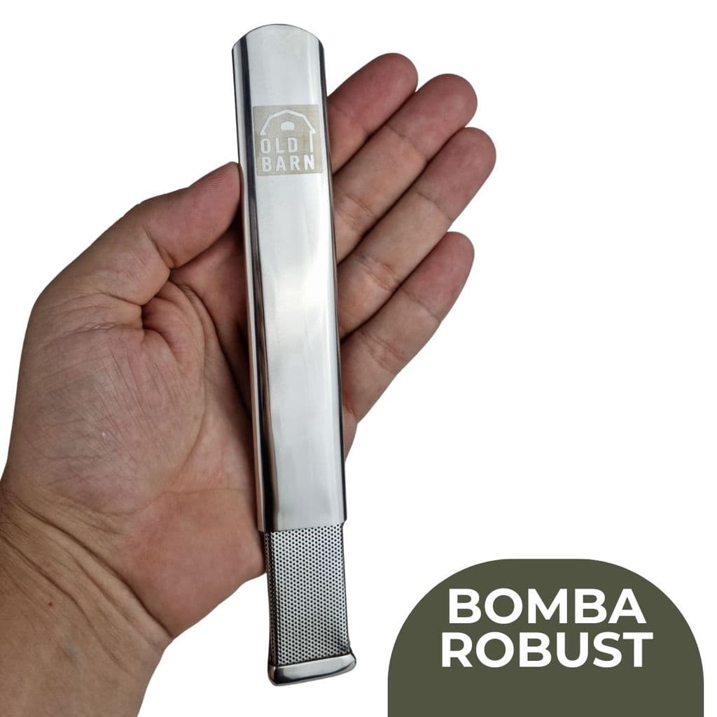 Bomba Extra Larga Robust Tereré Aço Inox Filtro De Tela Micro Furos Indestrutível 19cm Old Barn