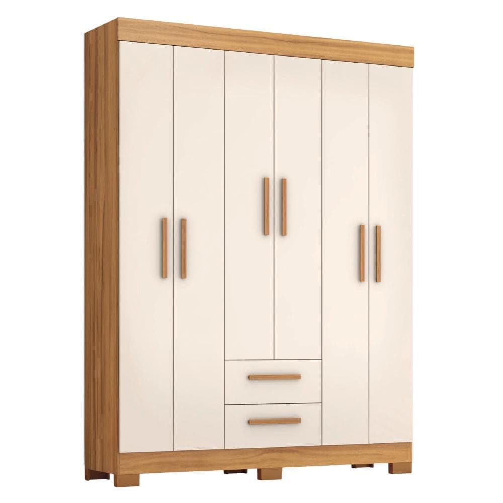 Guarda Roupas Casal 6 Portas 2 Gavetas Libano Madeirado / Off White Notável