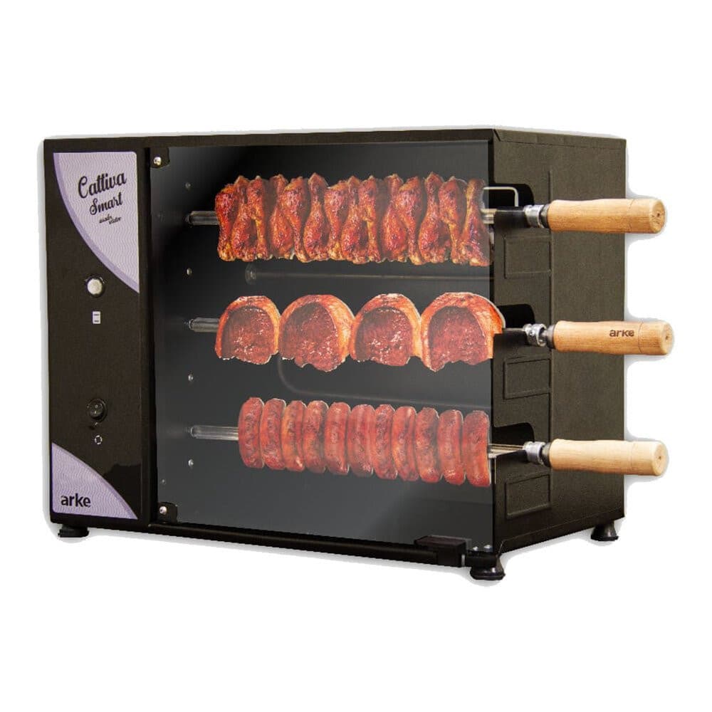 Churrasqueira Elétrica Rotativa Arke Cattiva Smart, 3 Espetos