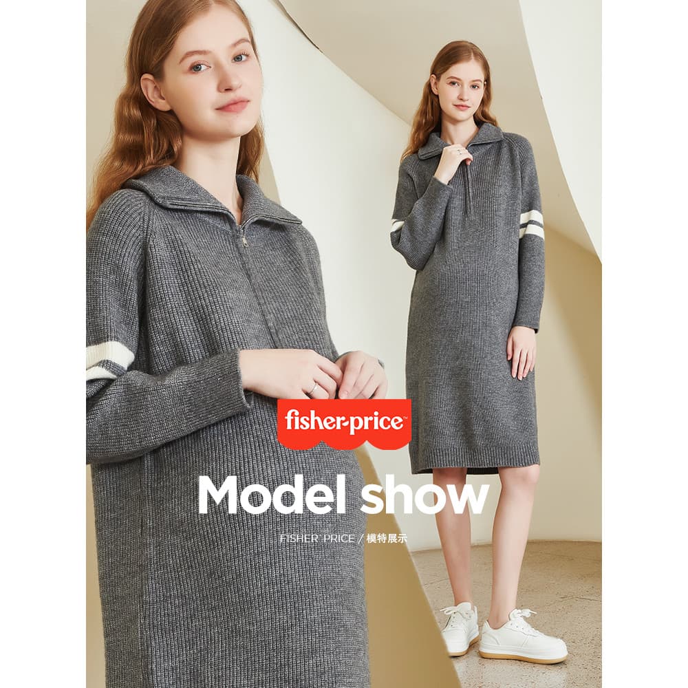 Roupa de maternidade 2025 novo estilo outono inverno vestido de malha camisola jaqueta Plus Size terno superior roupas d