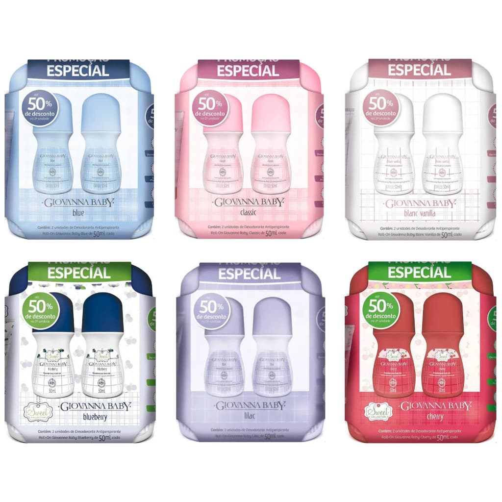 KIT 2 DESODORANTE ROLL-ON GIOVANNA BABY 50ML
