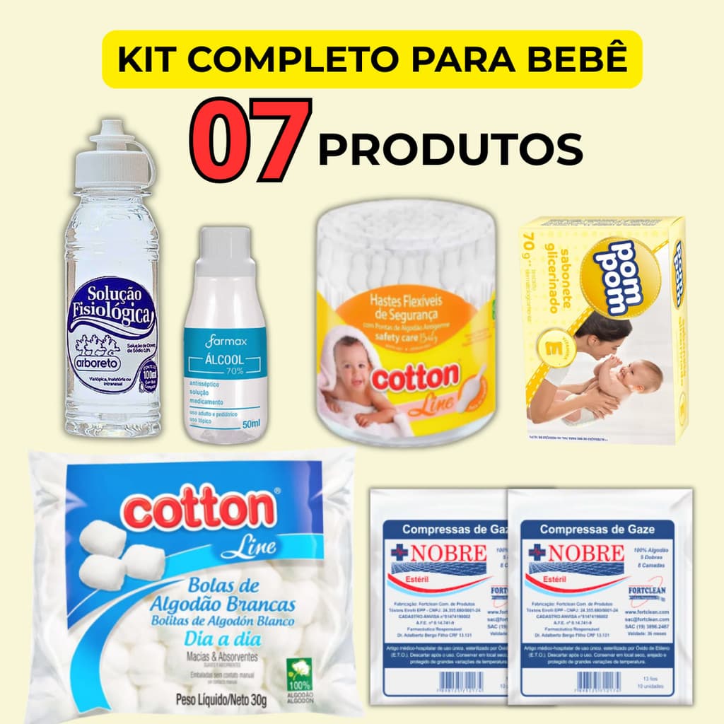 Kit Bebê Recém Nascido Cuidado Higiene Maternidae Mãe e Bebê Pós Parto 7 Itens PROMOÇÃO