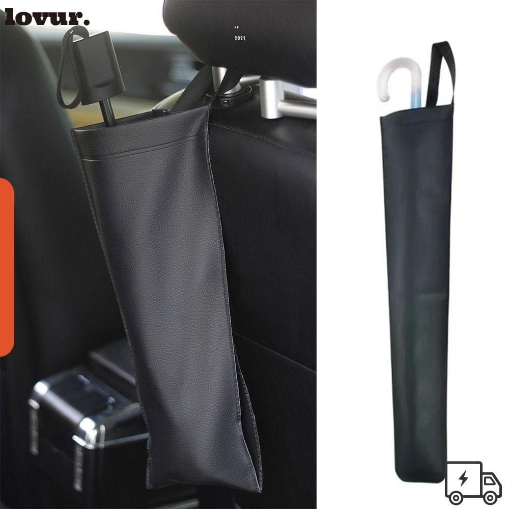 Bolsa De Armazenamento De Guarda-Chuva De Carro LOVUR , Suporte Traseiro Preto Para Assento Que Economiza Espaço , Couro