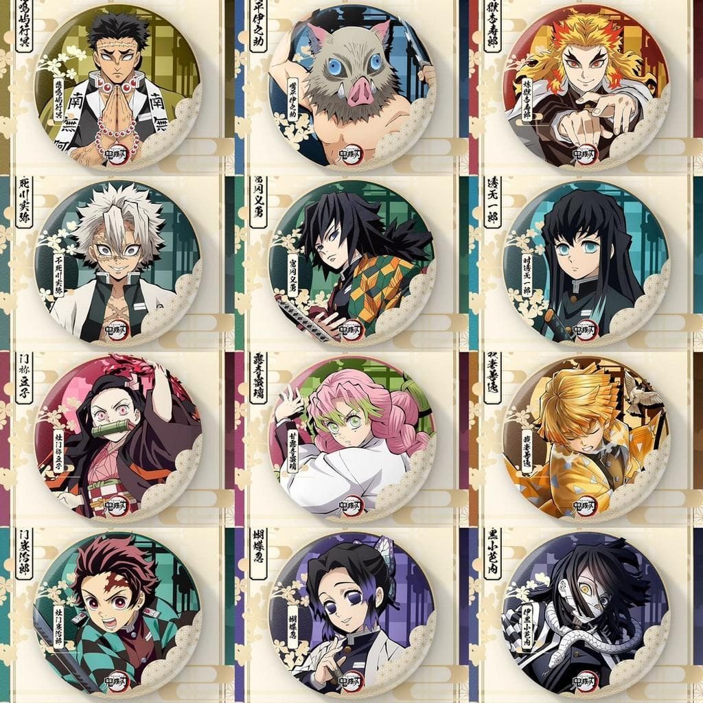 58MM Demon Slayer Anime IP Crachá Pino Broche Muichiro Kanroji Nezuko Tanjiro Acessórios Presente Colecionável