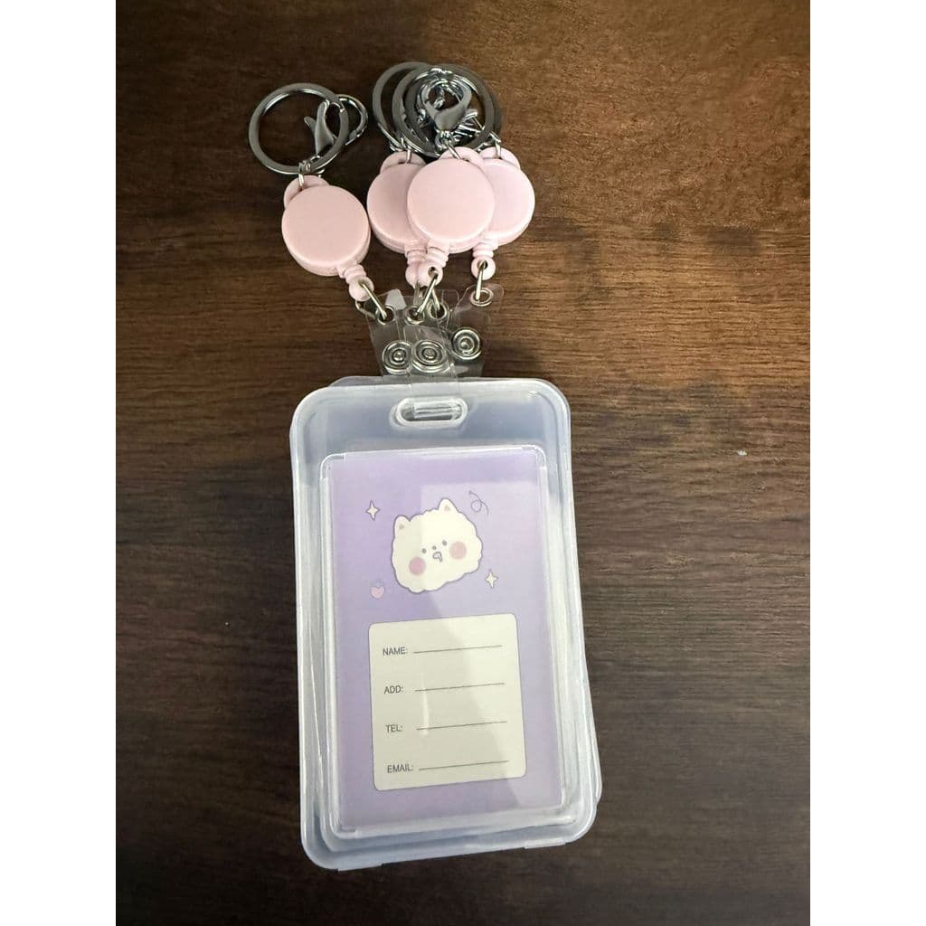 Porta Cartão De Identificação Com Cordão Retrátil Plástico Transparente